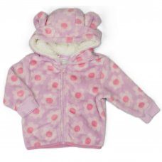 H33566:  Baby Flower Print Hooded Cuddle Fleece Jacket (6-24 Months)